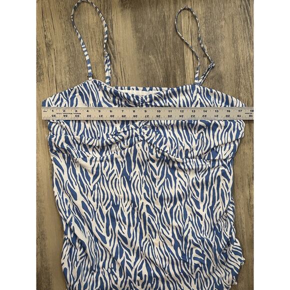 DVF x Target Size XXL Sea Twig Blue and White Tube Top Camisole Removable Straps - Picture 4 of 7